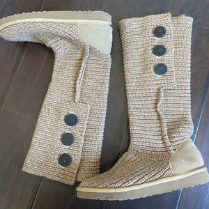 UGG Tan Classic Cardy Knit boots